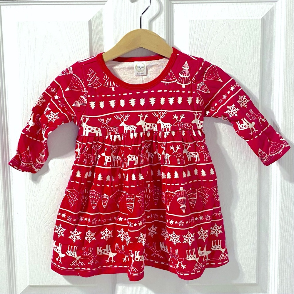Tesa Babe Winter Reindeer Dress / Sizes Infant - Toddler / Red White/ NWT